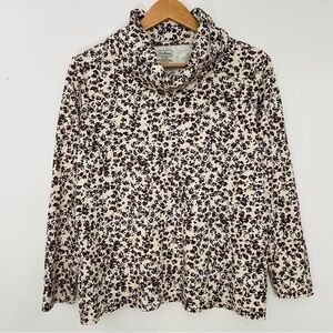 L.L. Bean Women's Floral Print Top - Cream and Black